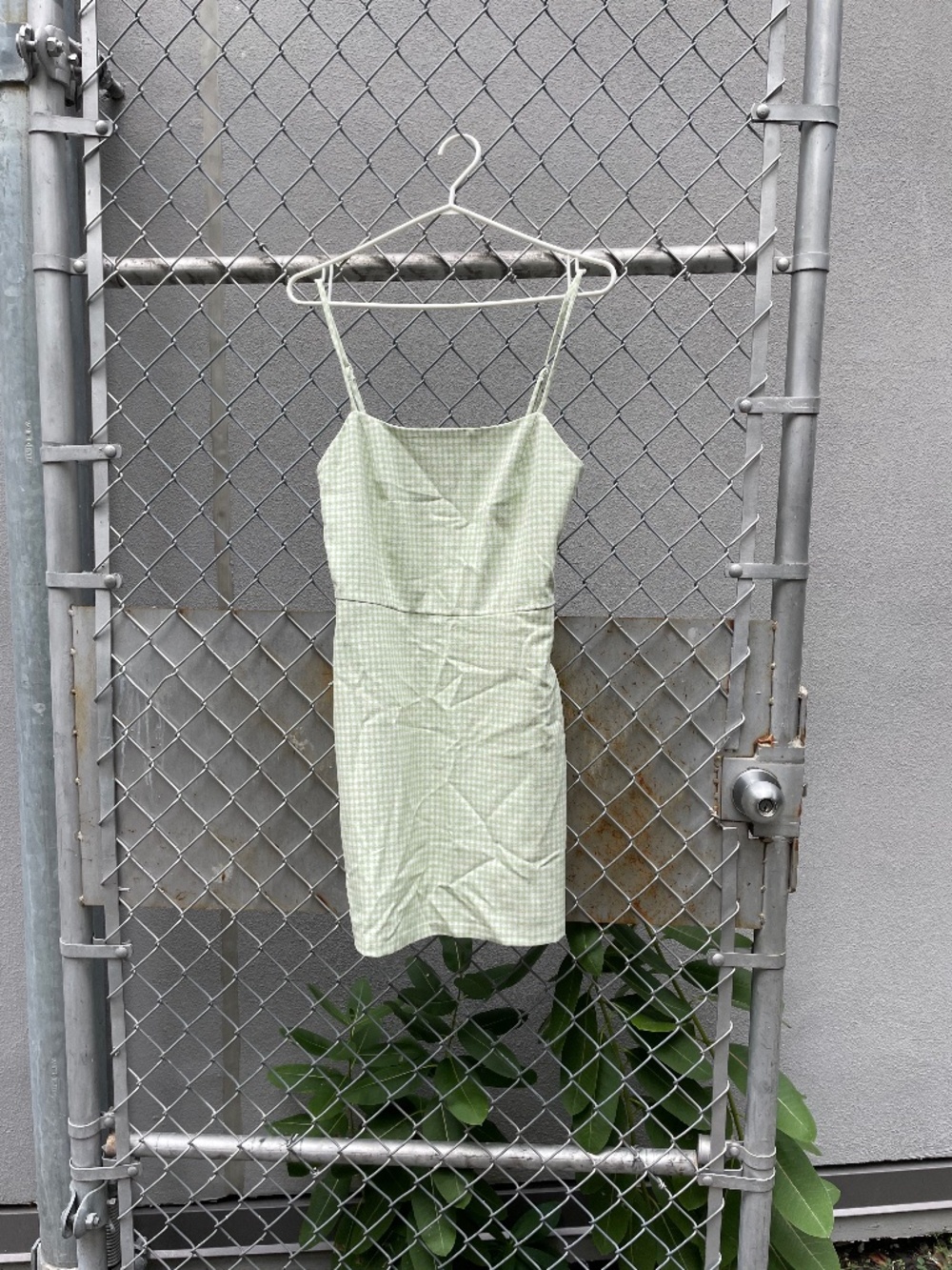 Wilfred short lime gingham dress with skinny adjustable straps